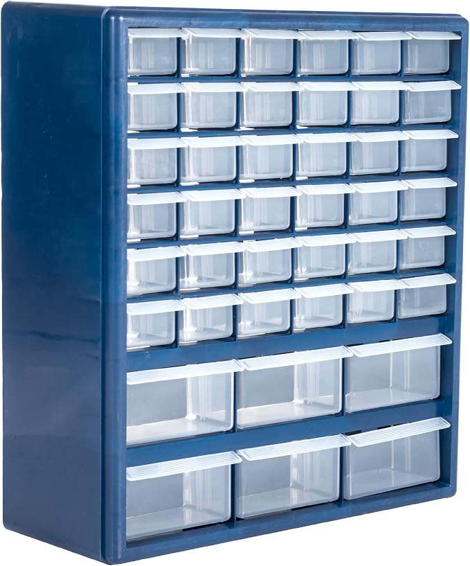 Plastic Storage Drawers – 42 Compartment Organizer – Desktop or Wall Mount Container for Hardware, Parts, Crafts, Beads, or Tools by Stalwart, 10 Targets by Stalwart