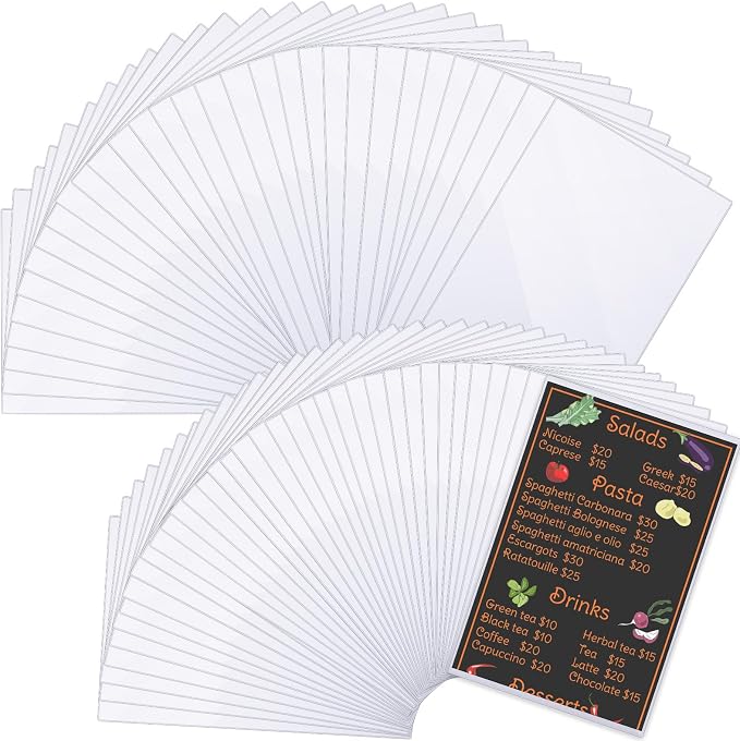 200 Pcs 8.5" x 14" Clear Plastic Menu Sleeves Covers Legal Size for Restaurant Menu Protector, 8.5" x 14" Rigid Print Protectors, Clear Hard Plastic Protective Sleeves Covers by Henoyso
