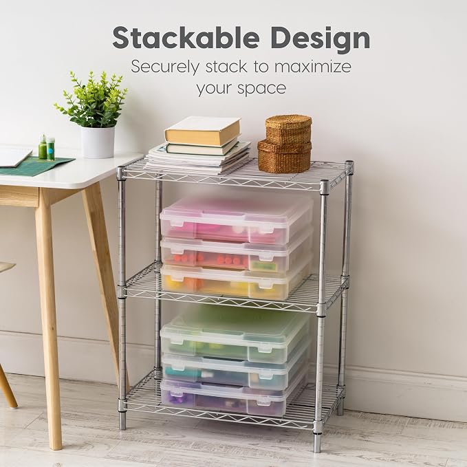 IRIS USA Scrapbook Case |Made in USA| Fits 12"x12" - Thick (6-Pack) - Clear | Portable Plastic Storage Organizers with Built-In Handles for Paper, Art, Board Games, Crafts, Files & Office Supplies - Image 5