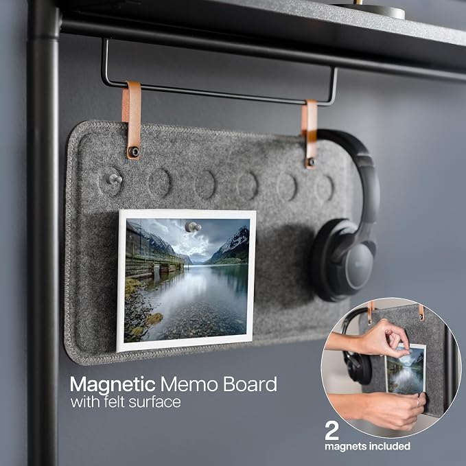 VIVO Black Clamp-on 38 inch Desktop Shelving System, DESK-SHELF38A | Raised Accessory Storage Shelves, Magnetic Memo Board Desk Organizer, Shelving for Sit Stand Workstation - Image 5