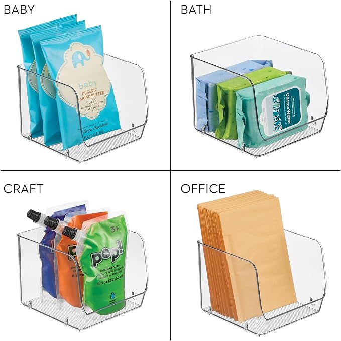 iDesign Stackable Open-Front Storage Bins, Set of 3, Clear | Kitchen and Pantry Organization - Image 7