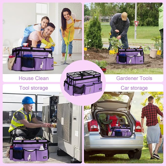 Extra-Large Cleaning Caddy Bag With Detachable Divider,Cleaning Caddy For Cleaning Supplies Cleaning Supply Caddy With Adjustable Shoulder Strap & Waist Belt For Cleaners - Image 7