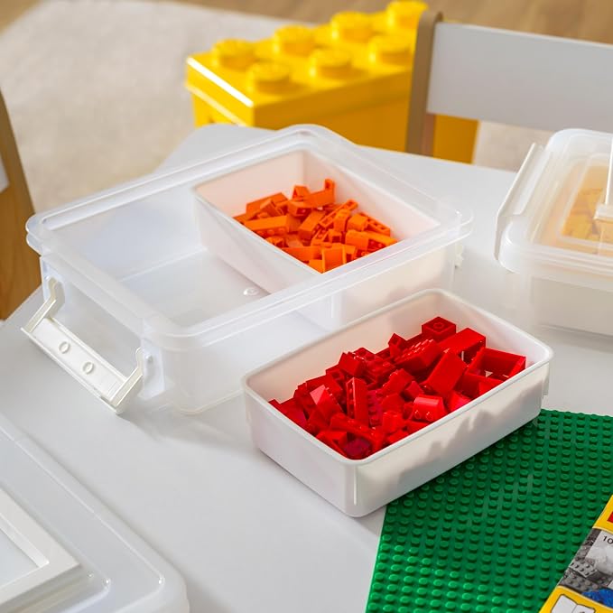 IRIS USA 1 Qt. Plastic Storage Bins with Lids, 4 Pack, Craft Storage Container, Sensory Bin, Organizing Containers for Home, Office & Art Supplies, Stackable, White - Image 4