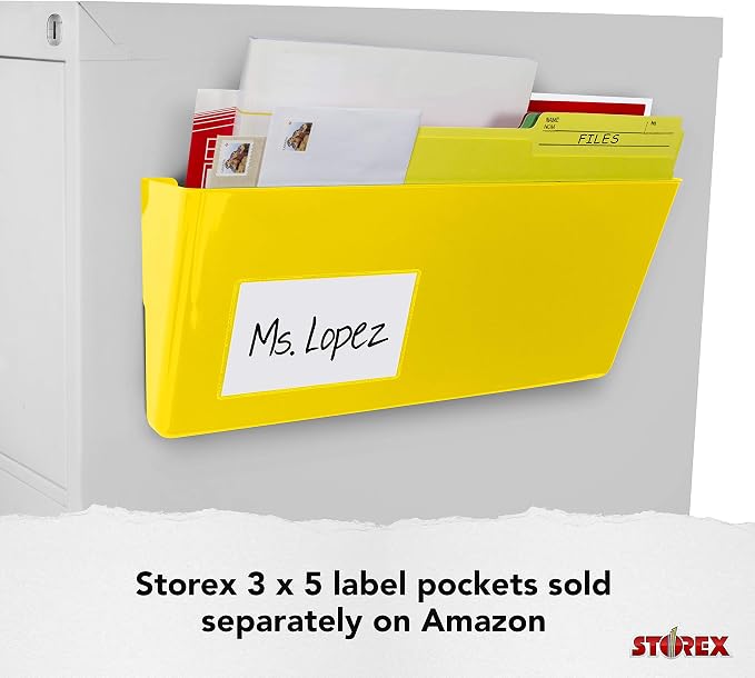 Storex Letter-Size Magnetic Wall Pocket – Plastic File Organizer, Heavy-Duty Magnet Holds 5lbs, Smoke, 6-Pack (70235B06C) - Image 4