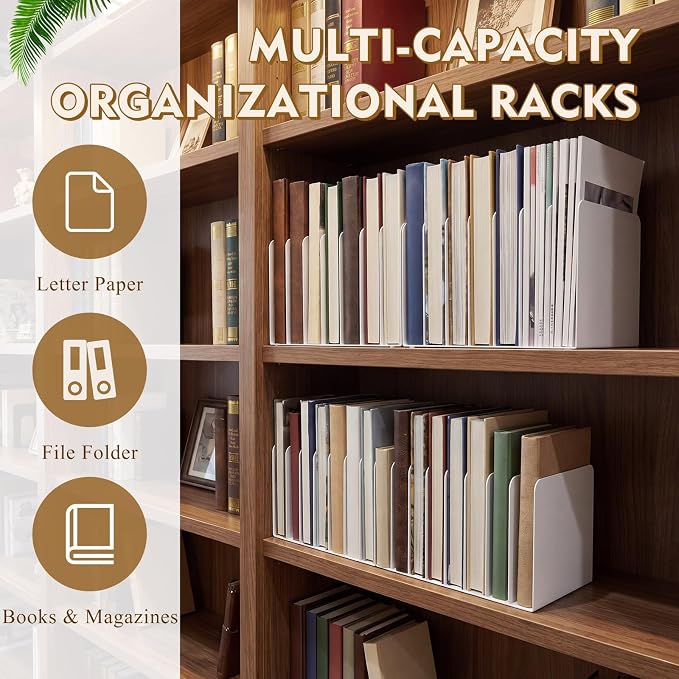 Suzile Metal Desktop File Organizer, 15 Compartments, Vertical File Sorter, White, 5.79" W x 15.75" L x 5.41" H, Office, Reception Areas, Workspace - Image 5