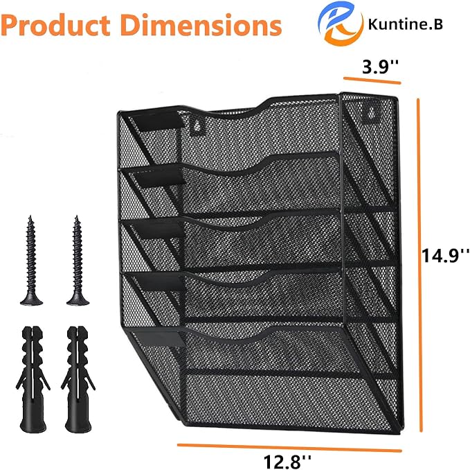 Kuntine.B Wall File Organizer Office Hanging Magazine Holder Wall File Organizer for Office Home - Image 2