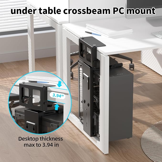 Pholiten Under Desk CPU Mount, 3.94" to 11.61" Wide | Universal Desk Leg CPU Mount, Computer Case CPU Hanger Holder, Table Beam CPU Mount Bracket - Image 5
