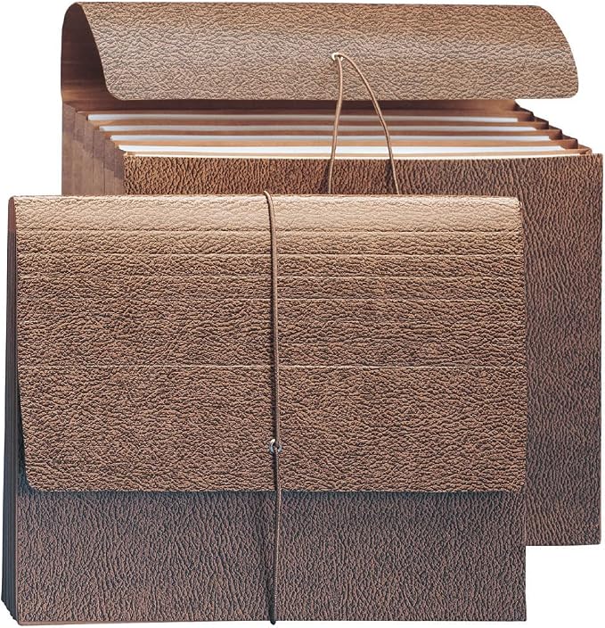 Smead Partition Expanding File Wallet, Flap and Cord Closure, 6 Pockets, 5-1/4" Expansion, Letter Size, Redrope, 10 per Box (72473) by SMEAD