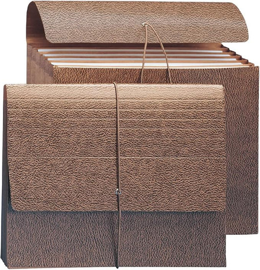 Smead Partition Expanding File Wallet, Flap and Cord Closure, 6 Pockets, 5-1/4" Expansion, Letter Size, Redrope, 10 per Box (72473) by SMEAD