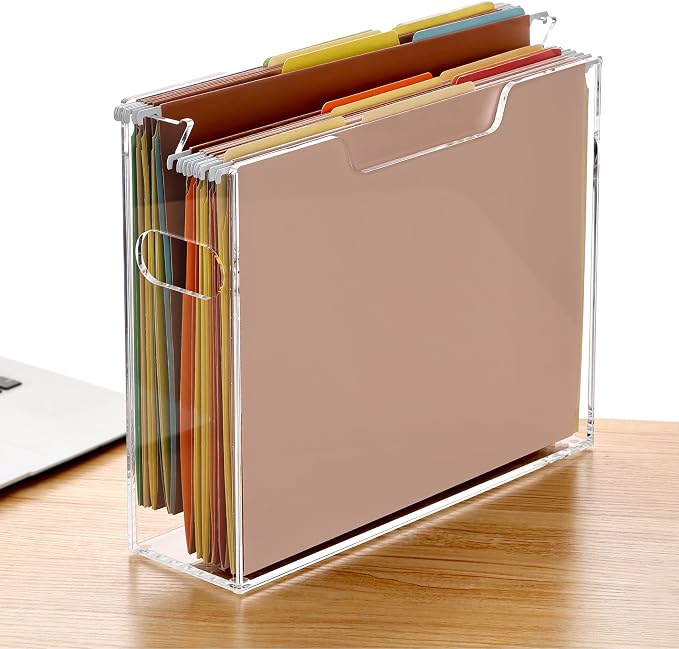 DINGHUO Acrylic Letter Size Hanging File Organizer for Wall Mounted/Desktop | Wall Mail Paper Folder Organizer with Handle, Clear Magazine Holder for Office Home School (No Assembly Required) - Image 8