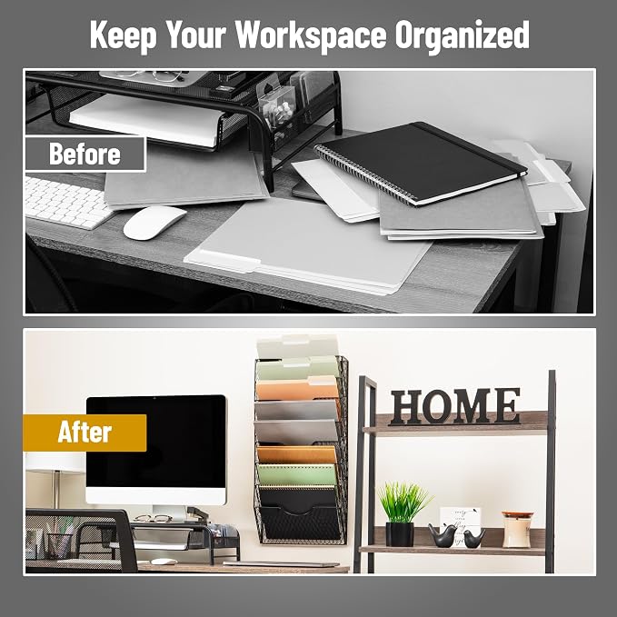 Mind Reader Wall Mounted File Organizer, Black | 8 Tier - Image 5