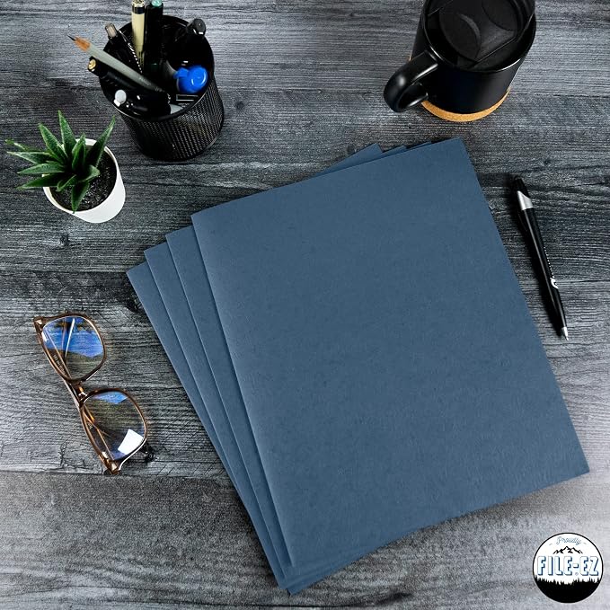 FILE-EZ Two-Pocket Folders, Navy Dark Blue, 25-Pack, Textured Paper, Letter Size (EZ-32523) - Image 7