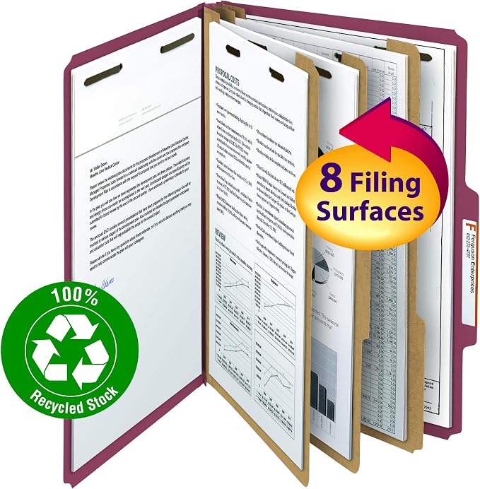 Smead 100% Recycled Pressboard Classification File Folder, 10 per Box & Pressboard Classification File Folder - Image 3