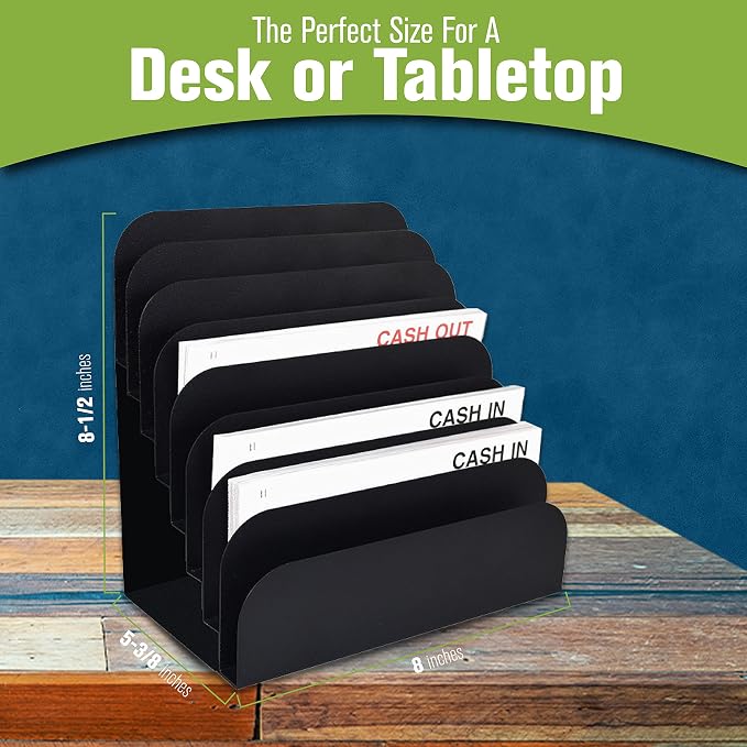 BankSupplies STEELMASTER Steel Cashier Pad Rack - 8 Slot File & Desk Organizer - Paper Organizer - Black Powder Coat Finish - Scratch & Chip-Resistant - Forms, Applications, Deposit Slips & Checks - Image 5