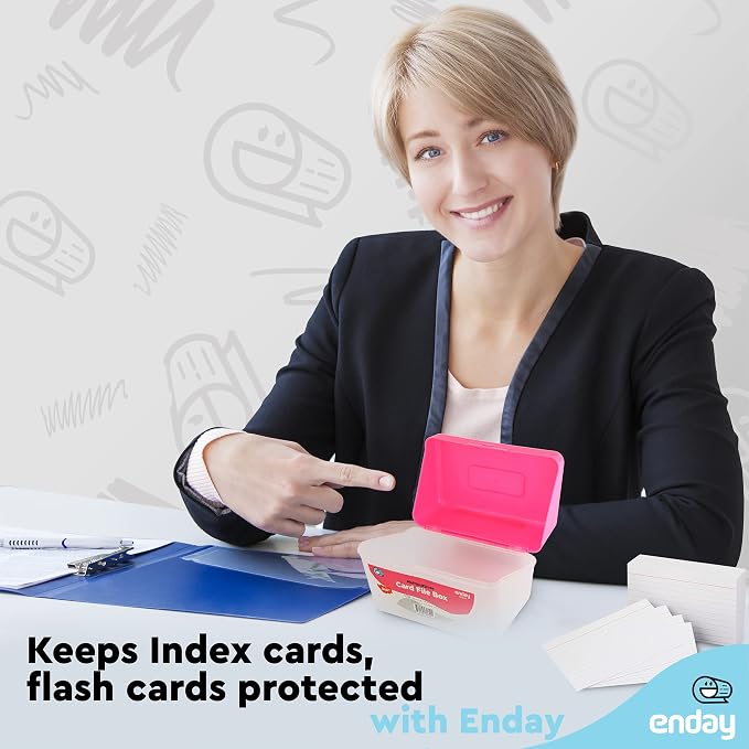 Enday Index Card Box Pink 3x5 Index Card Holder, Index Card Organizer, Flash Card Holder, Holds 250 Cards. (36 PC) - Image 6