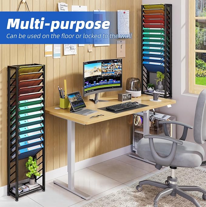 Simple Trending Wall File Organizer, 18-Tier Mesh Hanging Paper Document Folder Holder, Desktop Metal Files Storage Rack for Office and Home, Black - Image 3