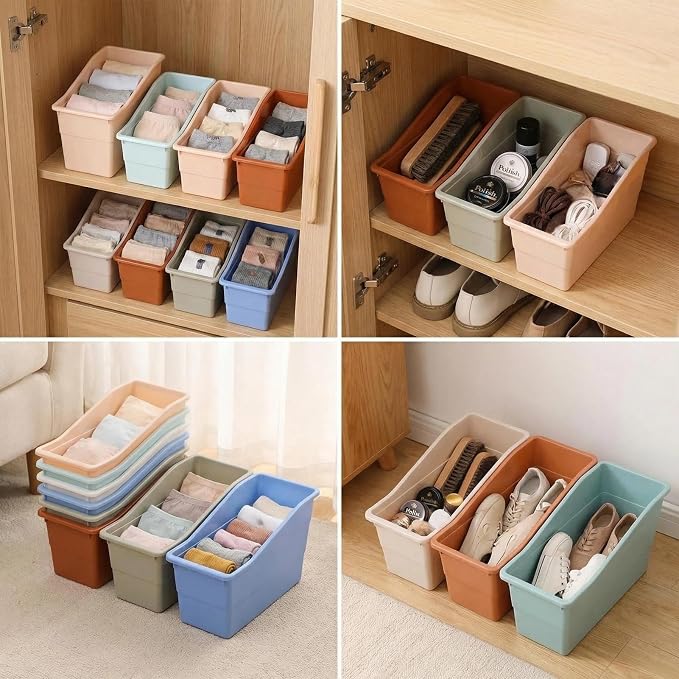 6 Pack Plastic Book Bins Magazine Holders, Pastel | Durable Plastic Binder Holders & Vertical Desktop Storage Baskets Organizers for Home, Office, Study Room & Stationery - Image 5