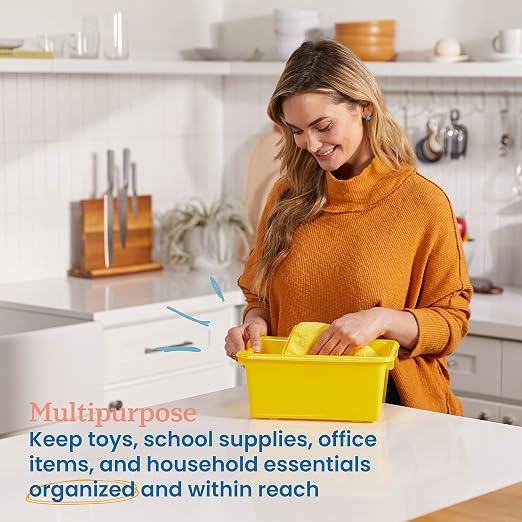 ECR4Kids Scoop Front Storage Bins, Multipurpose Organization, Assorted, 10-Piece - Image 3