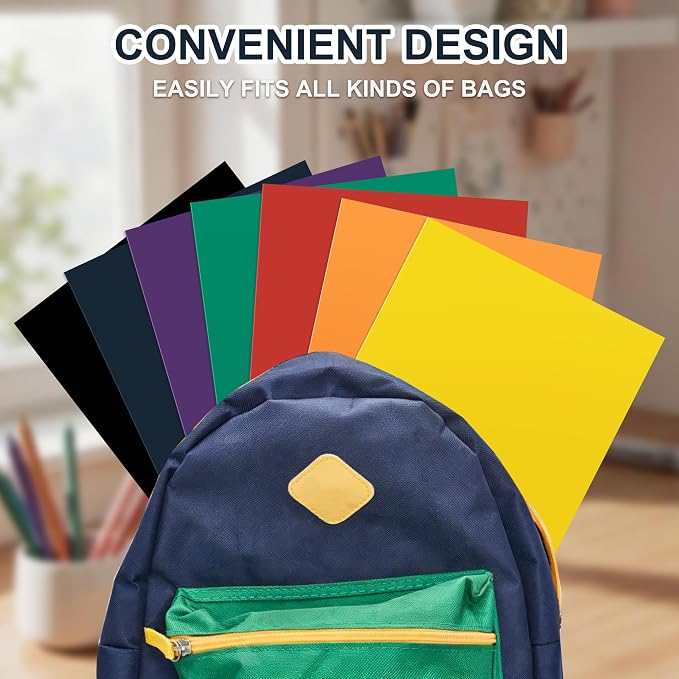 Zzrywuty 7 Packs Two Pocket Folders,Assorted Colors Two Pocket File Folders with Business Card Slot,Letter Size,Holds 100 Plus Sheets for School,Office,Business - Image 5
