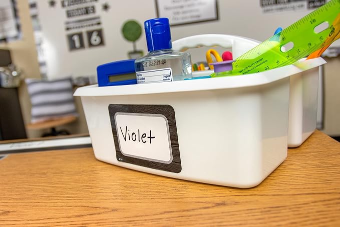 Teacher Created Resources White Portable Plastic Storage Caddy 6-Pack for Classrooms, Kids Room, and Office Organization, 3 Compartments - Image 3