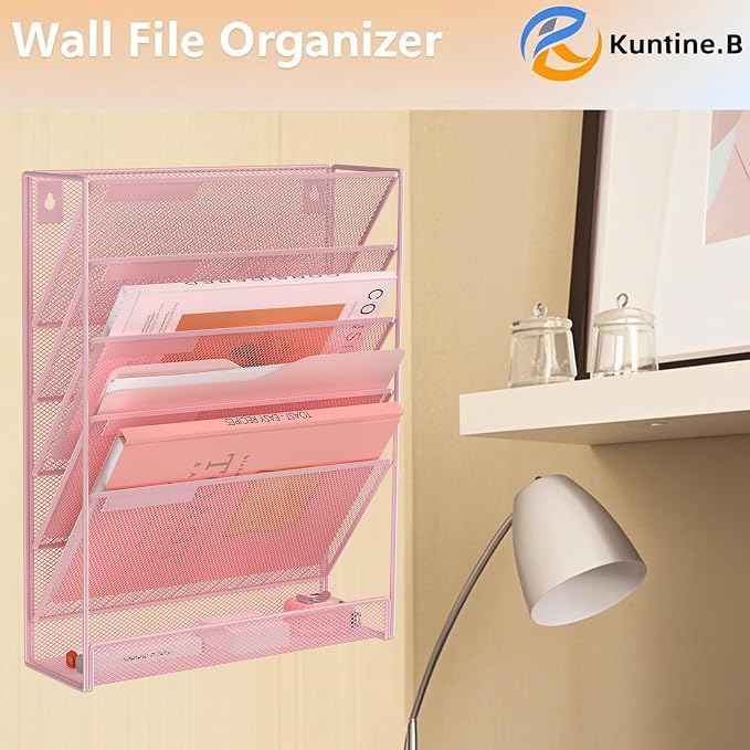 Kuntine.B Wall File Organizer Office Hanging Magazine Holder Wall File Organizer for Office Home - Image 6
