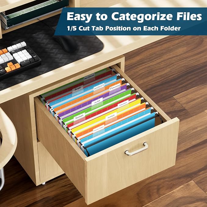 V-Opitos 72 Pack Bulk Hanging File Folders with 1" Expansion | 1/5-Cut Adjustable Tabs, for Letter Size Paper, Extra Capacity, School Classroom, Office Supplies - Image 5