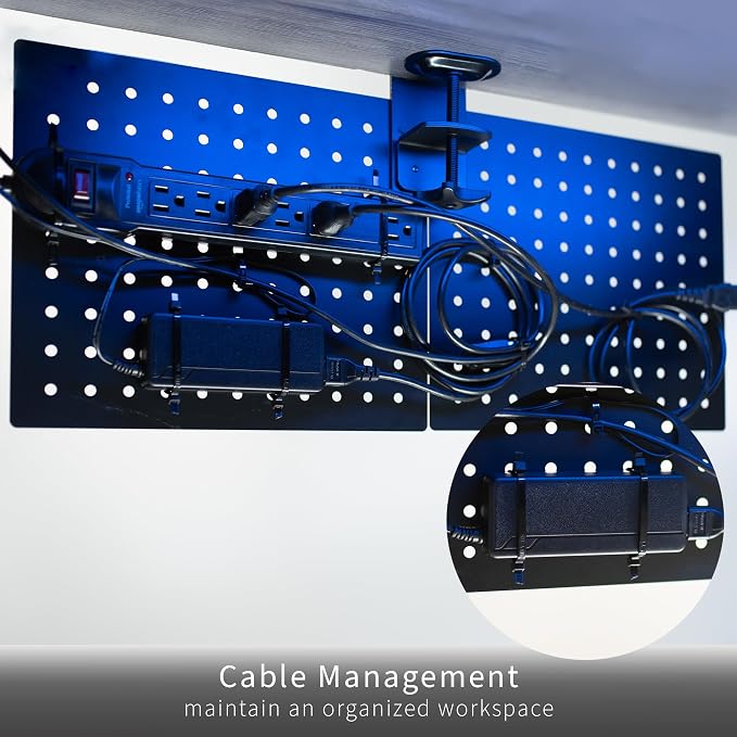 VIVO White Clamp-on 20 x 24 inch Desk Pegboard, PP-DK24W | Steel Privacy Panel, Magnetic Peg Board, Office Accessory Organizer, Above or Under Desk Placement - Image 8