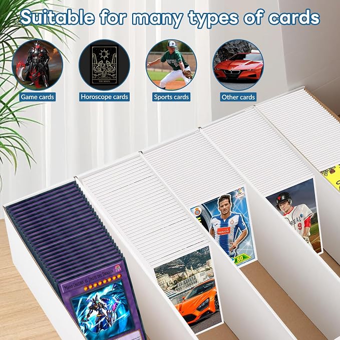 4 Pack Card Storage Box, 3700 Count Trading Card Storage Box White Sports Storage Cards Box Organizer Sorting Tray Cases Box for Storing Protecting and Organizing Soccer Cards - Image 4