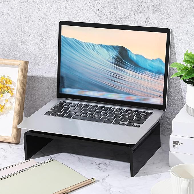 Jetec 2 Pcs Acrylic Monitor Stand Desktop Video Acrylic Monitor Riser Desk Shelf Computer Stand for Laptop TV Computer Screen Desk Organizer Teacher's Day Supplies (Black, 16 x 8 x 3 Inch) - Image 5