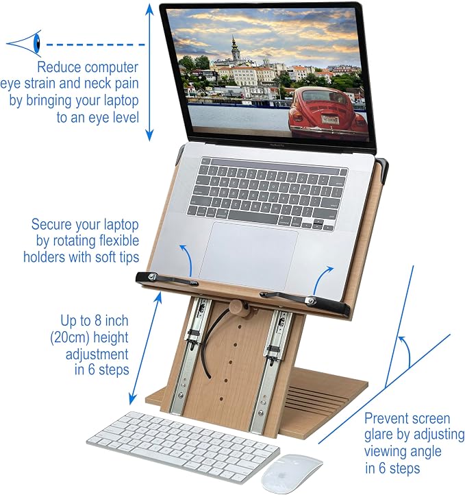 BS2500PRO XL Super Heavy Duty 15.4x10.5 Portable Height Adjustable Foldable Eye Level Bookstand Holder for Reading Hands Free Large Thick Heavy College Textbooks Tablets Neck Pain Free - Image 3