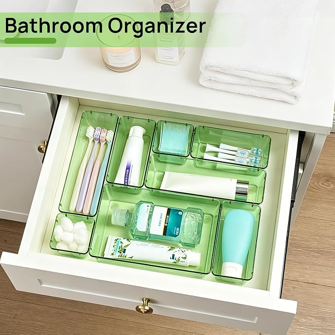 Vtopmart 25 Pack Plastic Drawer Organizers with Non-slip Rubber Pads | 4-Size Versatile Makeup Organizer, Storage Containers Small Bins for Makeup, Jewelries, Bedroom, Kitchen Utensils and Office - Image 5