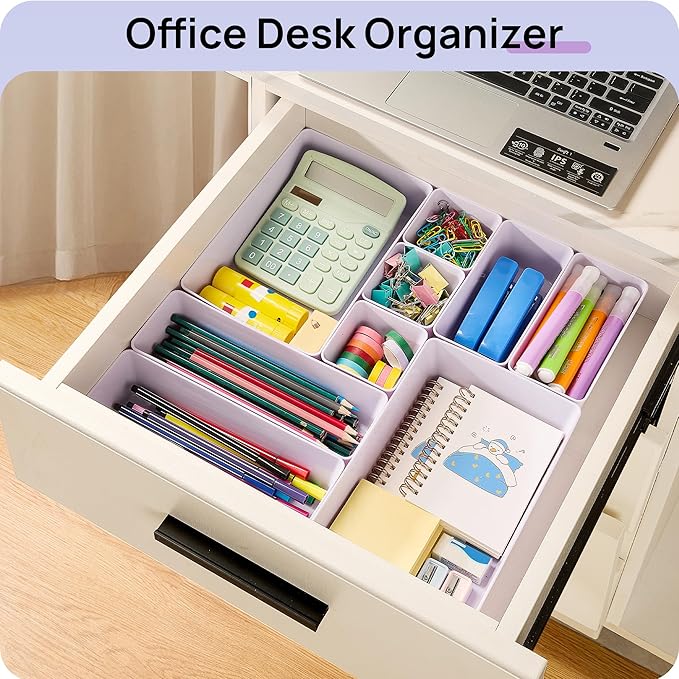 Vtopmart 25 Pack Plastic Drawer Organizers with Non-slip Rubber Pads | 4-Size Versatile Makeup Organizer, Storage Containers Small Bins for Makeup, Jewelries, Bedroom, Kitchen Utensils and Office - Image 6