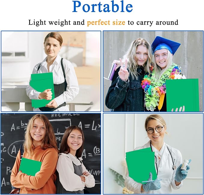 Zzrywuty 100 Packs Paper Green Folders with Pockets for Students,Businessmen and Office Workers,Letter Size,Two Pocket Folders with Card Slot for Office,Business,School Supplies - Image 7