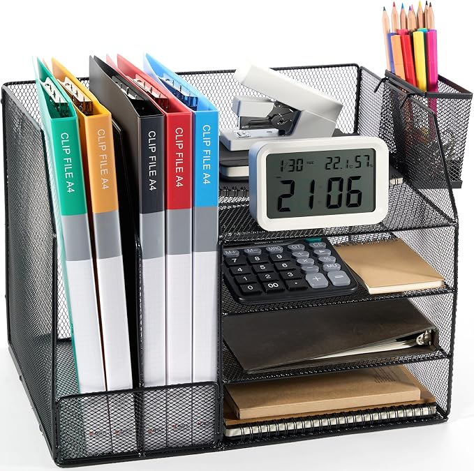 Letter Tray, 4-Tier Desk Organiser, Stackable File Organiser, Magazine Sorting Holder, Shelf Desk, Suitable for Storing Files on the Desk by Unknown