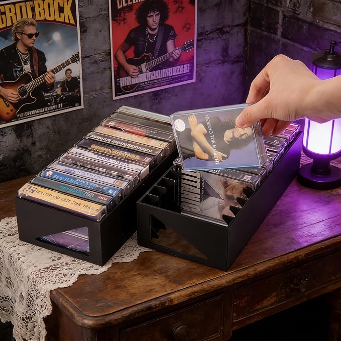 2pcs Cassette Tape Storage Organizer Holder - 24 Slots, Easy to Store & Space-Saving Design for Home, Studio - Perfect for Music Lovers & Collectors - Image 2