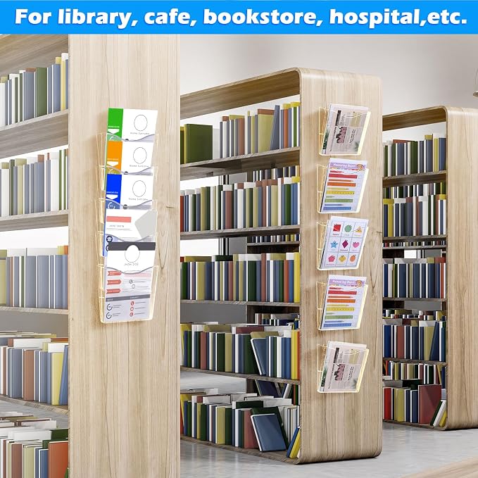 RattanView 10 Pack Acrylic Wall Pocket File Holders Single Pocket Wall Mount File Organizer Hanging Mail Magazines Organizers for Office Home Classroom(Transparent) - Image 6