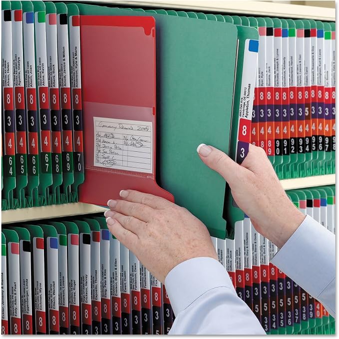 Smead 100% Recycled End Tab Pressboard Classification File Folder with SafeSHIELD Fasteners, 2 Dividers, 2" Expansion, Letter Size, Green, 10 per Box (26785) - Image 7