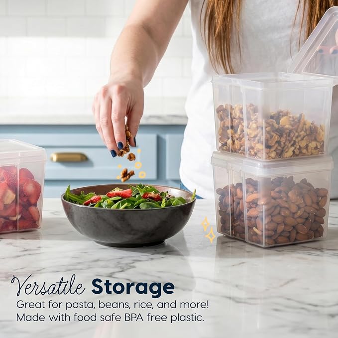 IRIS USA Food Storage Containers Set, 1.3 Qt - 10 Pack, Food Grade Plastic | BPA-Free, Clear View, Flip Top Lid, Stackable, For Snacks, Cereal, Nuts, Dry Goods - Image 4