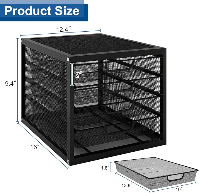 Natwind Mesh Desk Organizer with 4 Tier Sliding Drawers,Black | Paper Sorter, Multi-Functional Home Office Supplies Storage Tray for Letters, Documents,Mail, Files, Arts & Crafts Supplies - Image 2