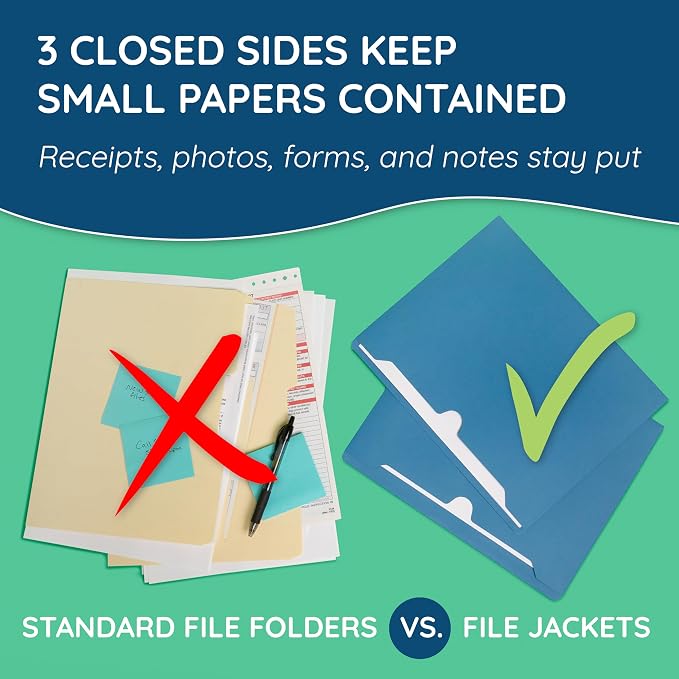 Blue Summit Supplies 100 File Jackets, Letter Size, Blue | Reinforced straight cut tab, 11pt, flat no expansion, for documents, mailing, and hanging file storage - Image 5