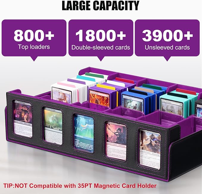 Kabinka Trading Card Storage Box with Commander Display, 5-Row Deck Case with Removable Lid; 3900+ Card Deck Box for MTG TCG Sports Card, 5 Top Loaders, 5 Stoppers, 48 Dividers,1 Dice Tray - Image 2