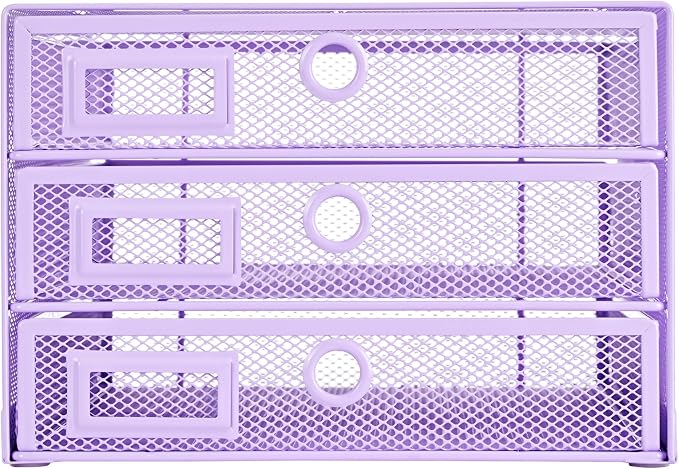 Annova Desk Organizer Wire Mesh 3 Tier Sliding Drawers Paper Sorter/Multifunctional/Premium Solid Construction for Letters, Documents, Mail, Files, Paper, Kids' Art Supplies (Light Pink) - Image 4