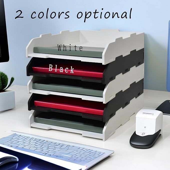 13.39"×17.72"×8.70" Large Capacity Desktop Organizer, Sturdy Stackable Wood File Paper Sorter, Premium Letter Mail Document Storage (3 Tier-Portrait) - Image 6