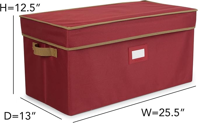 Covermates Keepsakes Adjustable Ornament Storage Box – Heavy-Duty Polyester, Padded Dividers & FlexGrid Trays – Protective Holiday Organizer with Stackable Walls & Label Window, Red - Image 3