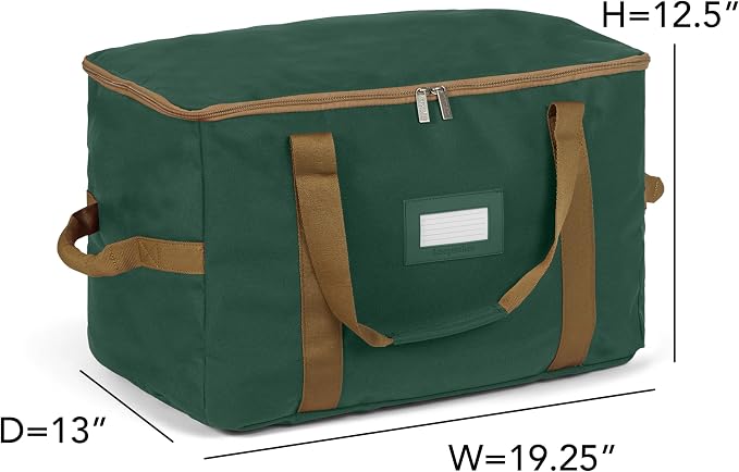 Covermates Keepsakes Adjustable Ornament Storage Bag – Heavy-Duty Polyester, Padded Dividers & FlexGrid Trays – Protective Holiday Ornament Organizer with Handles & Label Window, Green - Image 3