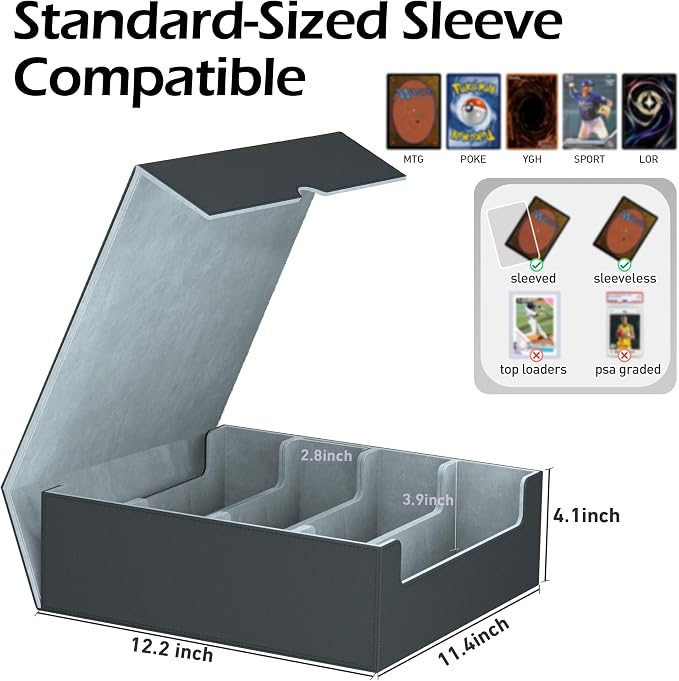4-Row【3200+】 Trading Card Storage Box, Card Organizer Holder With 24 Dividers, Case Fit for Mtg Tcg Magic Commander Deck Playing Cards, Deck Box for Sport Card - Image 6