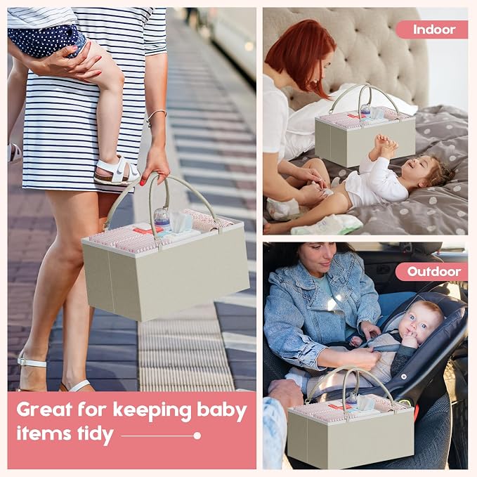 Cidaziya 2In1 Baby Diaper Caddy Organizer and Storage, 3 Tier Rolling Cart with Drawer, Detachable Dividers, Mobile Utility Cart Baby Dresser Clothes Organizer for Baby Essentials, Bedroom, Nursery - Image 4