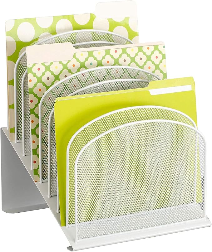 Safco Onyx Mesh 8 -Tier Vertical Desktop Organizer | Steel Mesh Construction | Portable Tabletop Organizer | White Powder Coat Finish | Space Saving Design for Home Office & Classroom by SafcoProducts