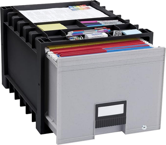 Storex Plastic Archive Storage Drawer with Lock, Letter Size, 18-Inch Drawer, Black (STX61178U01C) by Storex