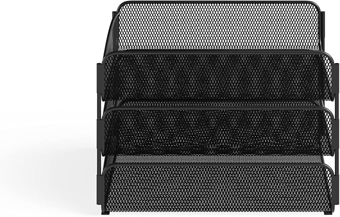 Safco Onyx Organizer Triple Tray: Store & Organize with Style - Powder Coated, Rectangular, Perfect for Home, Office & Classroom. Desktop or Tabletop - Image 2
